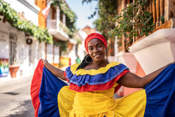 Portrait of a mature palenquera on the street in Cartagena Portrait of a mature palenquera on the street in Cartagena